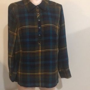 Christopher & Banks Women’s Flannel look Top size Large Petite Flawless Beauty